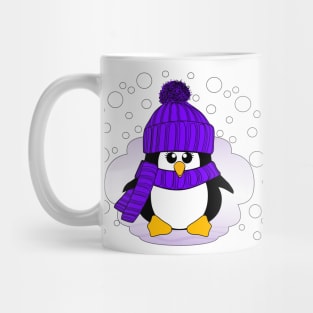 Christmas Penguin with Purple Hat and Scarf Mug